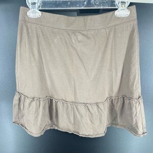 Ann Taylor Loft brown lightweight skirt with elastic waist and ruffled hem XS